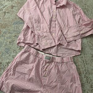 J.Crew Long-sleeve cotton poplin boxer short set in stripe